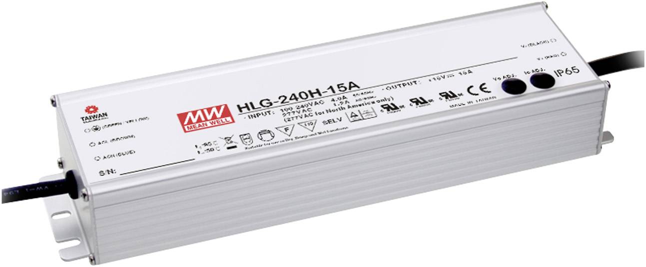 MEAN WELL HLG-240H-12B Sterownik LED, Transformator LED Stałonapięciowy, Stałonaprądowy 192 W 16 A 6 - 12 V/DC Ściemniac - obrazek 1