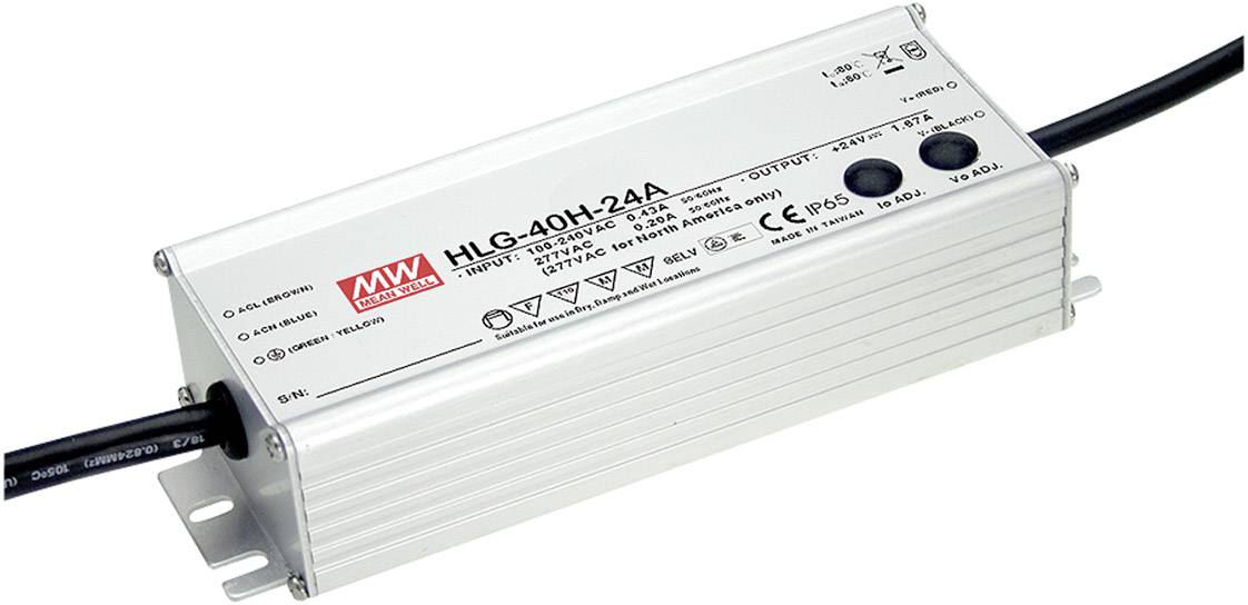 MEAN WELL HLG-40H-15A Sterownik LED, Transformator LED Stałonapięciowy, Stałonaprądowy 40 W 2.67 A 15 V/DC Układ PFC, Za - obrazek 1