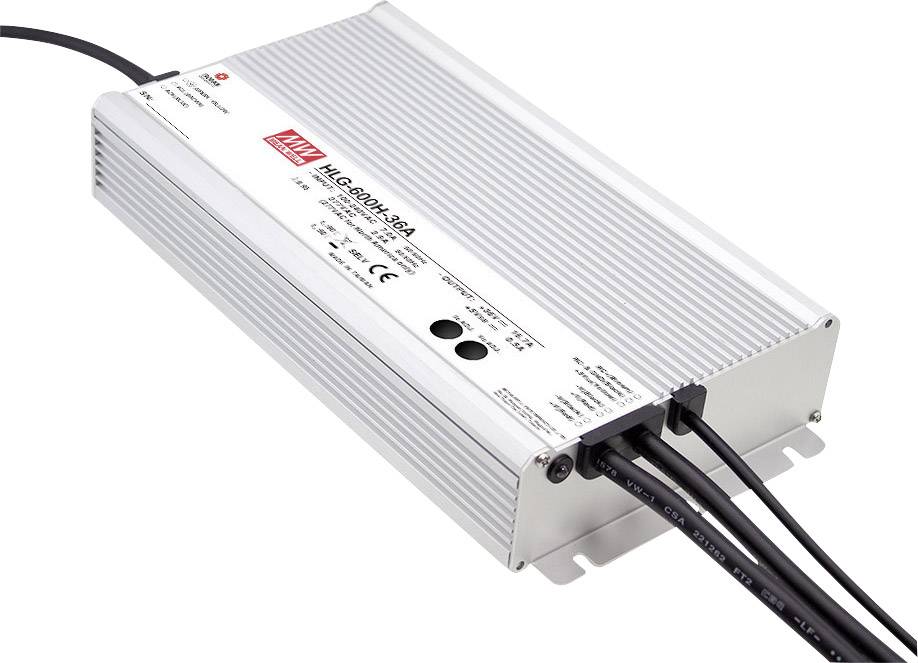 MEAN WELL HLG-600H-12A Sterownik LED, Transformator LED Stałonapięciowy, Stałonaprądowy 480 W 40 A 12 V/DC Układ PFC, Za - obrazek 1