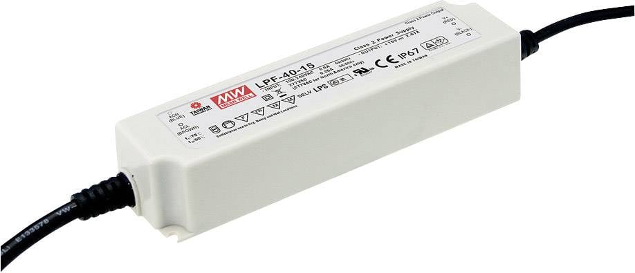 MEAN WELL LPF-40-15 Sterownik LED, Transformator LED Stałonapięciowy, Stałonaprądowy 40 W 2.67 A 9 - 15 V/DC nie nadaje - obrazek 1