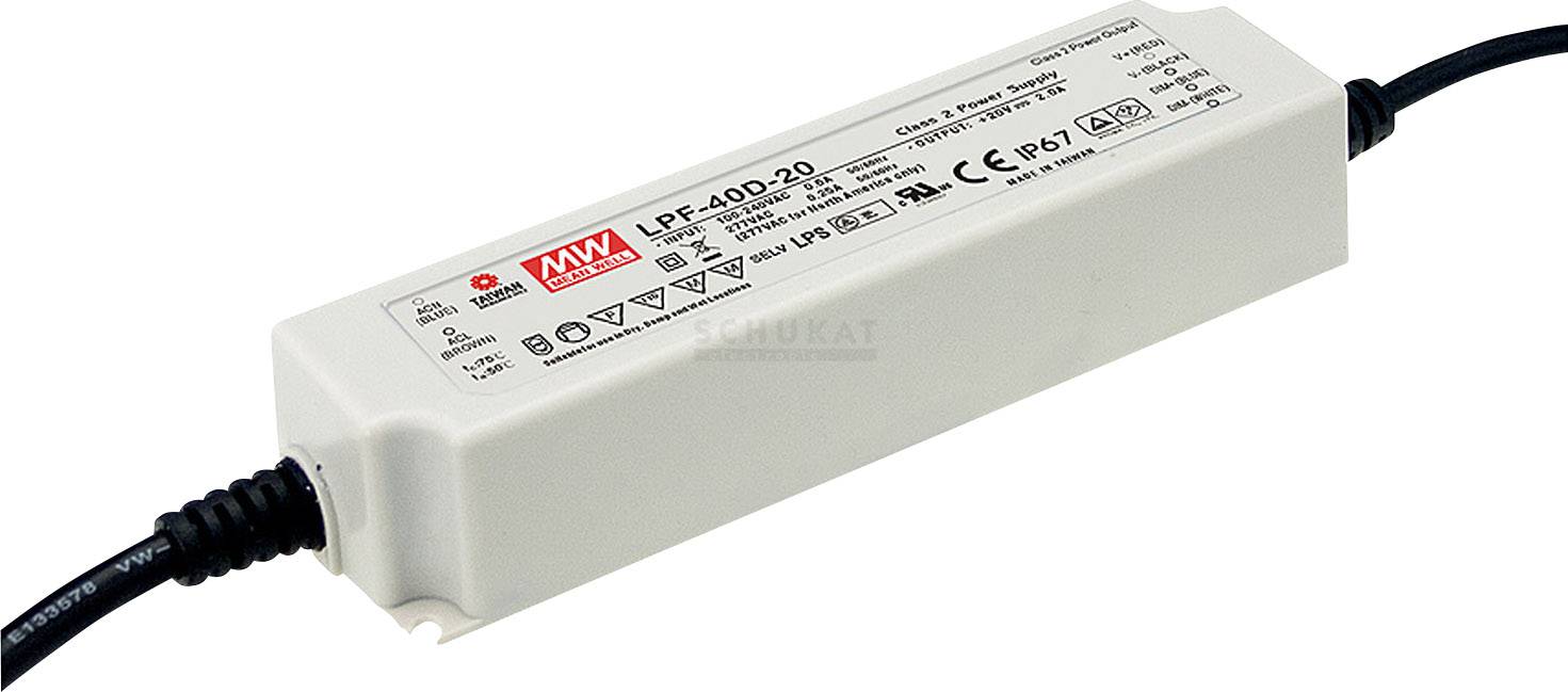 MEAN WELL LPF-40D-15 Sterownik LED, Transformator LED Stałonapięciowy, Stałonaprądowy 40 W 2.67 A 9 - 15 V/DC Ściemniacz - obrazek 1