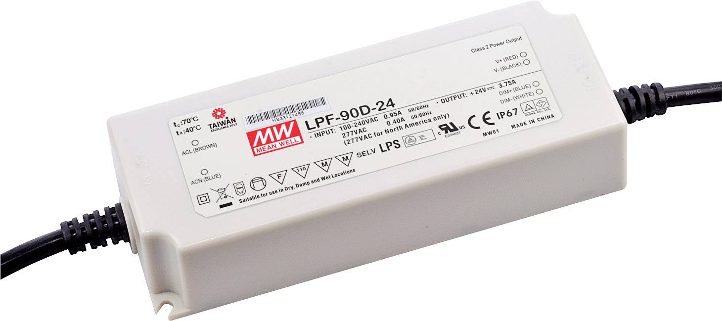 MEAN WELL LPF-90D-30 Sterownik LED, Transformator LED Stałonapięciowy, Stałonaprądowy 90 W 3 A 18 - 30 V/DC Ściemniacz, - obrazek 1