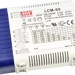 MEAN WELL LCM-60 Sterownik LED Stałonaprądowy 60 W 0.5 – 4.4 A 2 – 90 V/DC Układ PFC, Zabezpieczenie przed przeciążeniem MEAN WELL LCM-60 Sterownik LED Stałonaprądowy 60 W 0.5 – 4.4 A 2 – 90 V/DC Układ PFC, Zabezpieczenie przed przeciążeniem