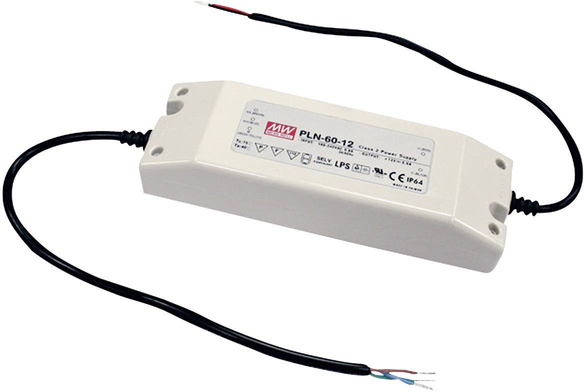 MEAN WELL PLN-60-12 Sterownik LED, Transformator LED Stałonapięciowy, Stałonaprądowy 60 W 0 - 5 A 8.4 - 12 V/DC Układ PF - obrazek 1