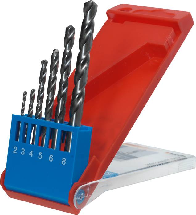 kwb 205540 HSS Zestaw wierteł krętych do metalu 6 szt. 2 mm, 3 mm, 4 mm, 5 mm, 6 mm, 8 mm DIN 338 uchwyt prosty 1 szt. - obrazek 1