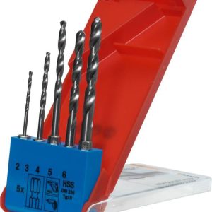 kwb 421140 HSS Zestaw wierteł krętych do metalu 5 szt. 2 mm, 3 mm, 4 mm, 5 mm, 6 mm DIN 1412 C 1/4″ (6,3 mm) 1 szt.