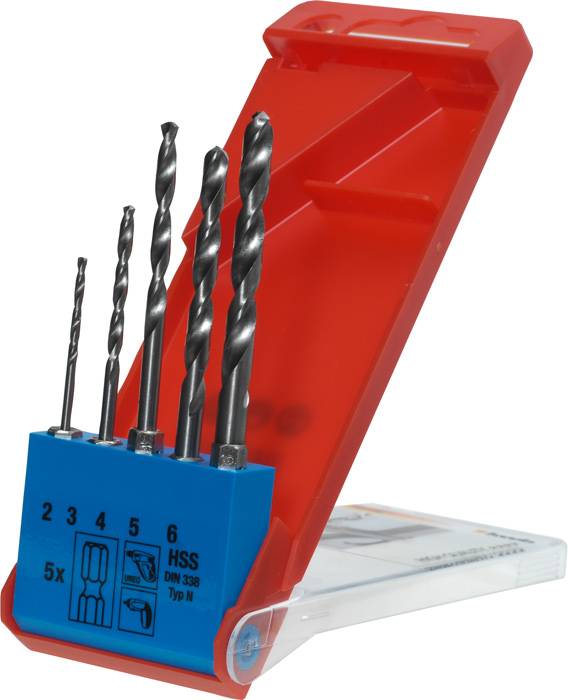 kwb 421140 HSS Zestaw wierteł krętych do metalu 5 szt. 2 mm, 3 mm, 4 mm, 5 mm, 6 mm DIN 1412 C 1/4" (6,3 mm) 1 szt. - obrazek 1