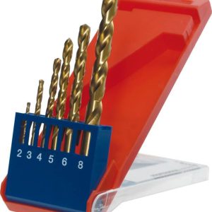 kwb 427040 HSS Zestaw wierteł krętych do metalu 6 szt. 2 mm, 3 mm, 4 mm, 5 mm, 6 mm, 8 mm M2 DIN 338 uchwyt prosty 1 szt