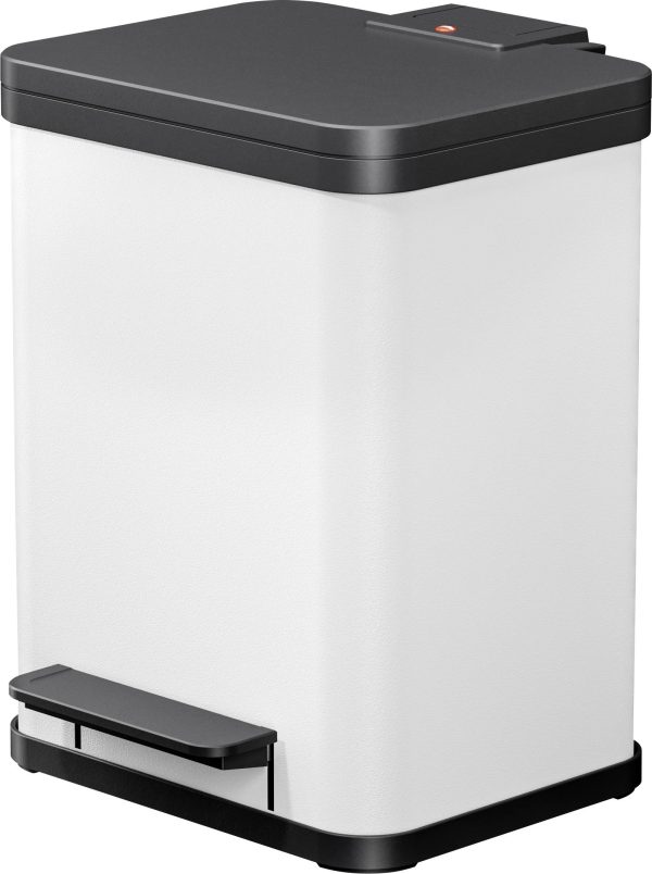 Hailo Öko duo plus M 6222300 Kosz na śmieci 18 l blacha stalowa (D x S x W) 320 x 320 x 430 mm biały Mechanizm z pedałem