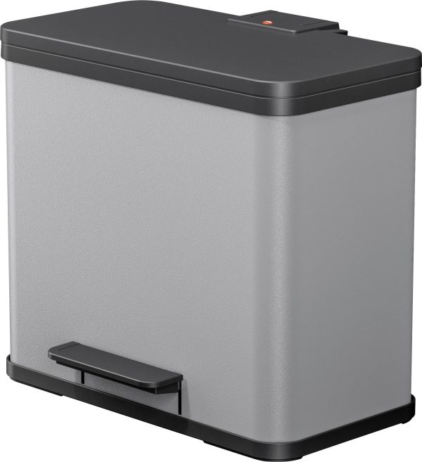 Hailo öko duo plus L 6302200 Kosz na śmieci 26 l blacha stalowa (D x S x W) 470 x 470 x 430 mm jasnoszary Mechanizm z pe