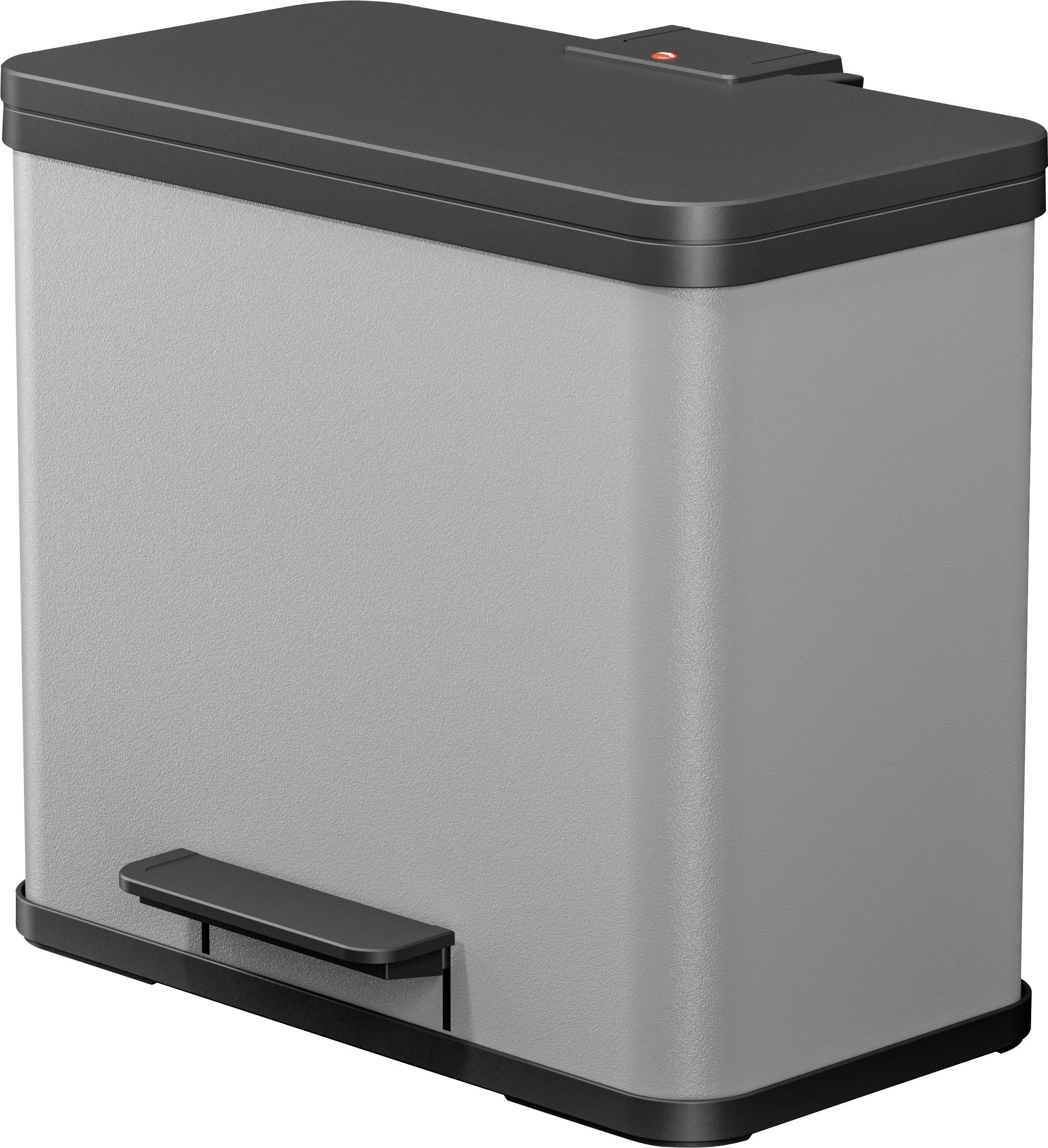 Hailo öko duo plus L 6302200 Kosz na śmieci 26 l blacha stalowa (D x S x W) 470 x 470 x 430 mm jasnoszary Mechanizm z pe - obrazek 1