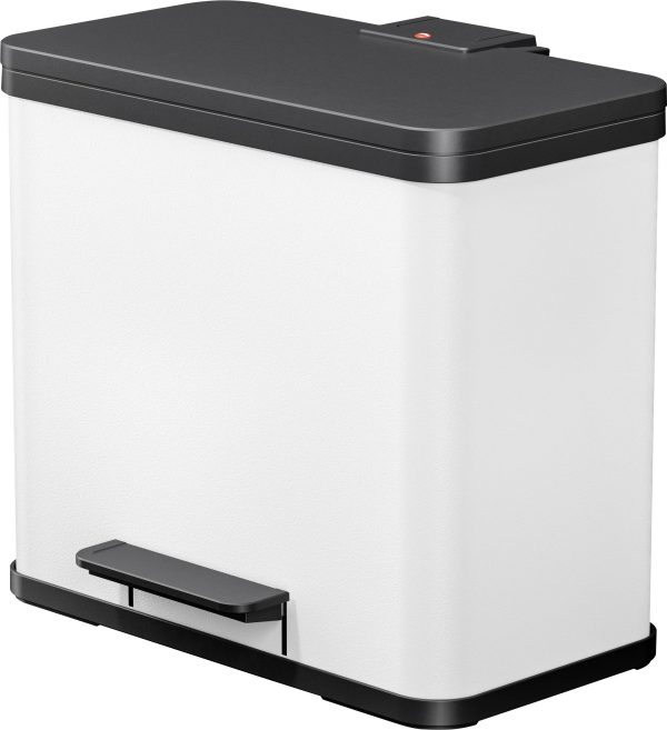Hailo öko duo plus L 6302300 Kosz na śmieci 26 l blacha stalowa (D x S x W) 470 x 470 x 430 mm biały Mechanizm z pedałem