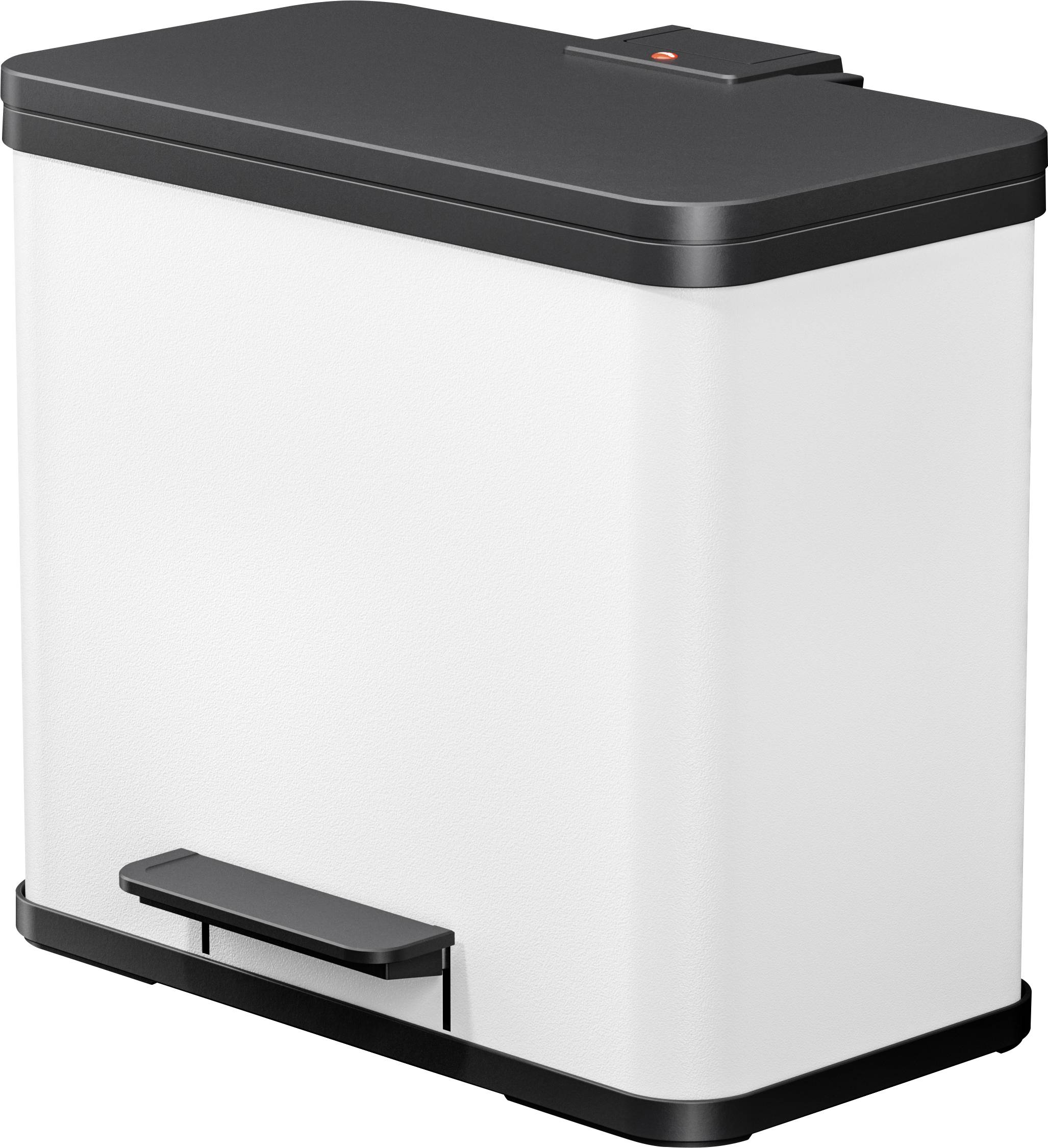 Hailo öko duo plus L 6302300 Kosz na śmieci 26 l blacha stalowa (D x S x W) 470 x 470 x 430 mm biały Mechanizm z pedałem - obrazek 1