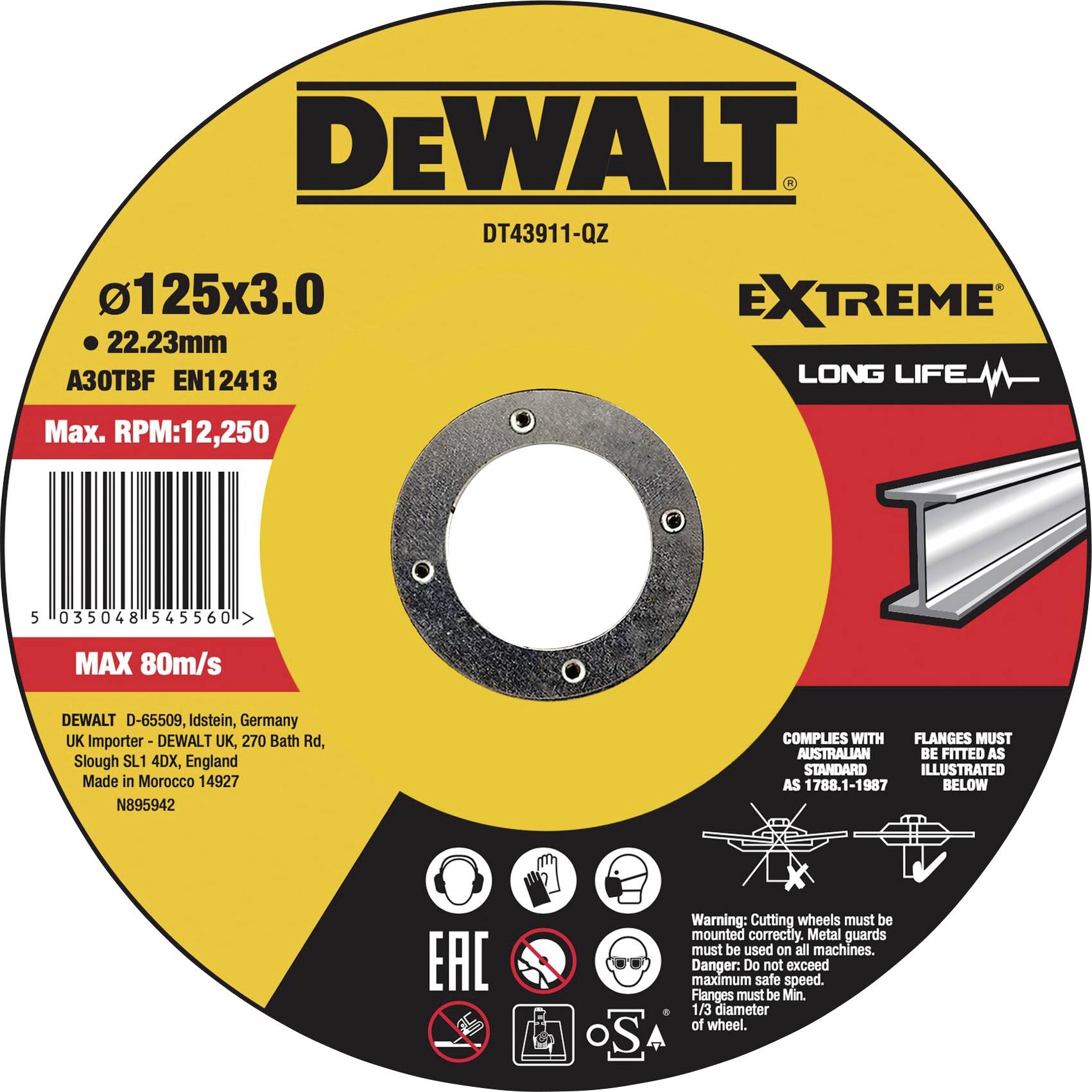 Tarcza tnąca wygięta DEWALT DT43911 DT43911-QZ 125 mm 1 szt. - obrazek 1