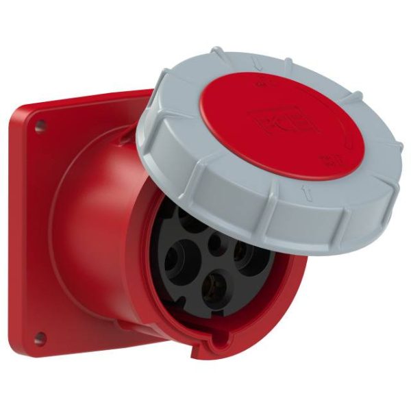 Gniazdo PCE 345-6 CEE – montażu w odległości, 125 A Twist, czerwono-szare, IP67