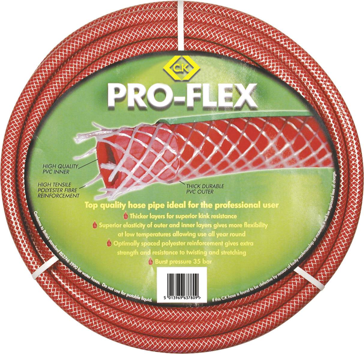 C.K G762630 Pro-Flex Wąż ogrodowy Ø wewnętrzna węża=19 mm 30 m 3/4 cala 1 szt. czerwony - obrazek 1
