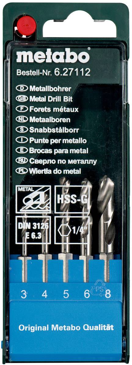 Metabo 627112000 Zestaw wierteł krętych do metalu 5 szt. 3 mm, 4 mm, 5 mm, 6 mm, 8 mm 1 szt. - obrazek 1