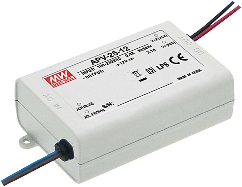 MEAN WELL APV-25-12 Transformator LED Stałonapięciowy 25 W 0 - 2.1 A 12 V/DC nie nadaje się do ściemniania, Zabezpieczen - obrazek 1