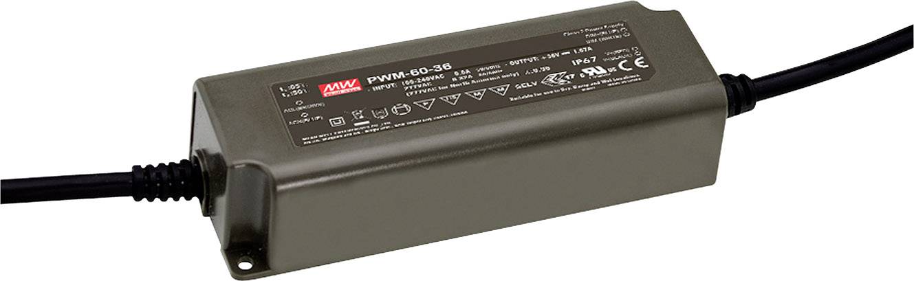 MEAN WELL PWM-60-36 Sterownik LED, Transformator LED Stałonapięciowy, Stałonaprądowy 60.12 W 1.67 A 36 V/DC Ściemniacz, - obrazek 1
