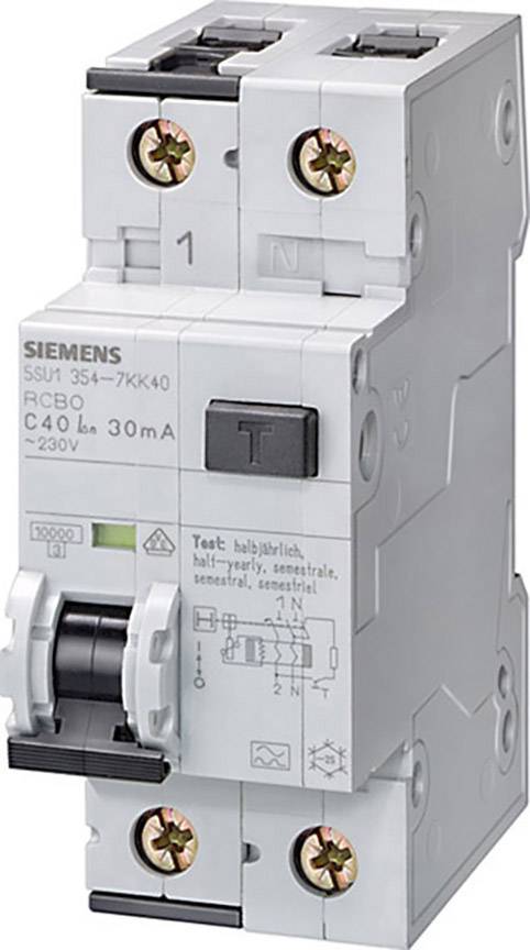 Wyłącznik różnicowoprądowy/automatyczny Siemens 5SU11546KK06 2 styki 6 A 0.01 A 230 V - obrazek 1