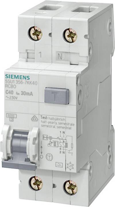 Wyłącznik różnicowoprądowy/automatyczny Siemens 5SU13567KK40 2 styki 40 A 0.03 A 230 V - obrazek 1