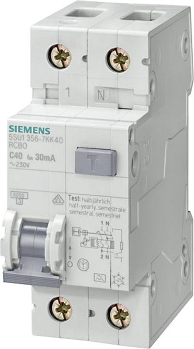 Wyłącznik różnicowoprądowy/automatyczny Siemens 5SU16567KK06 2 styki 6 A 0.3 A 230 V - obrazek 1