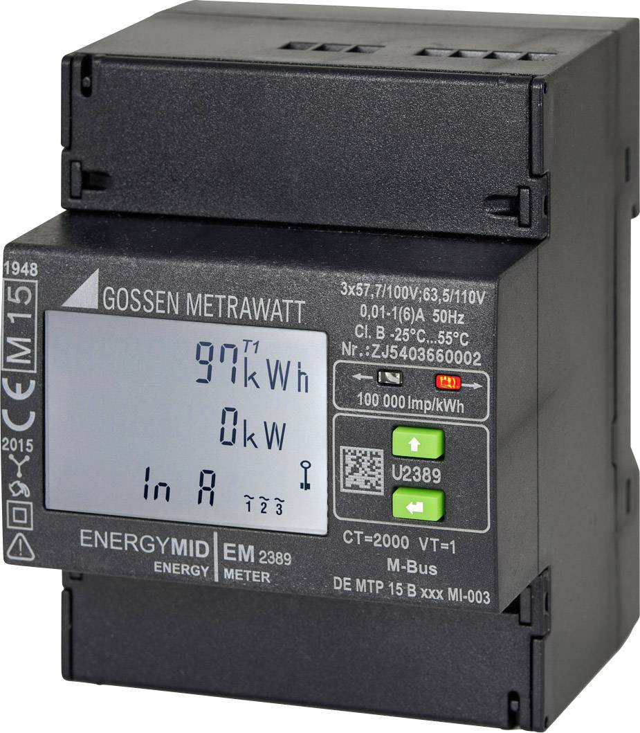 Gossen Metrawatt U2389-V015 U2389-V015 Licznik pradu trójfazowy przekładnikowy cyfrowy Zezwolenie MID: tak 1 szt. - obrazek 1