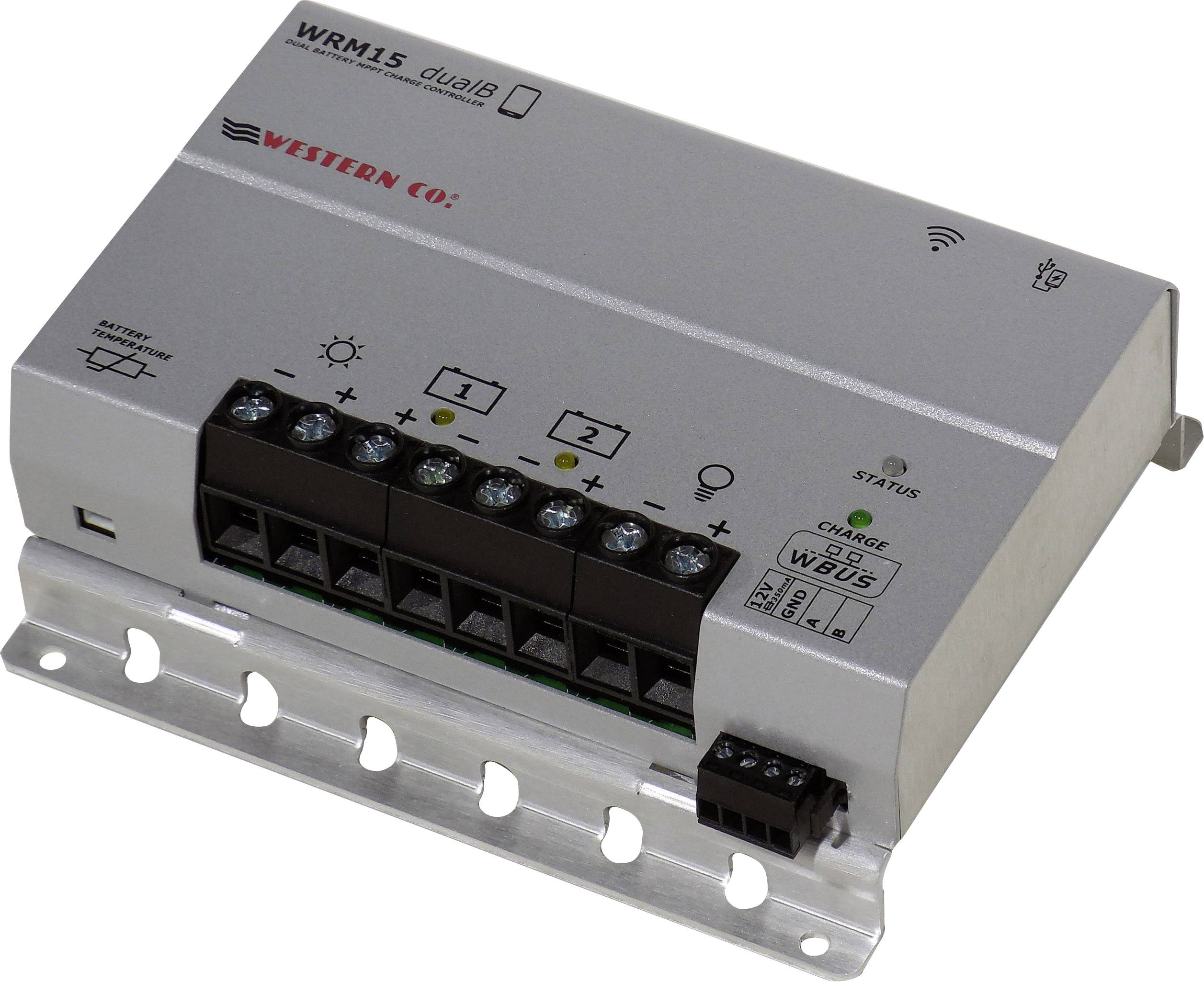 Solarny regulator ładowania Western Co. WRM15 dualB MPPT 12 V, 24 V 15 A - obrazek 1