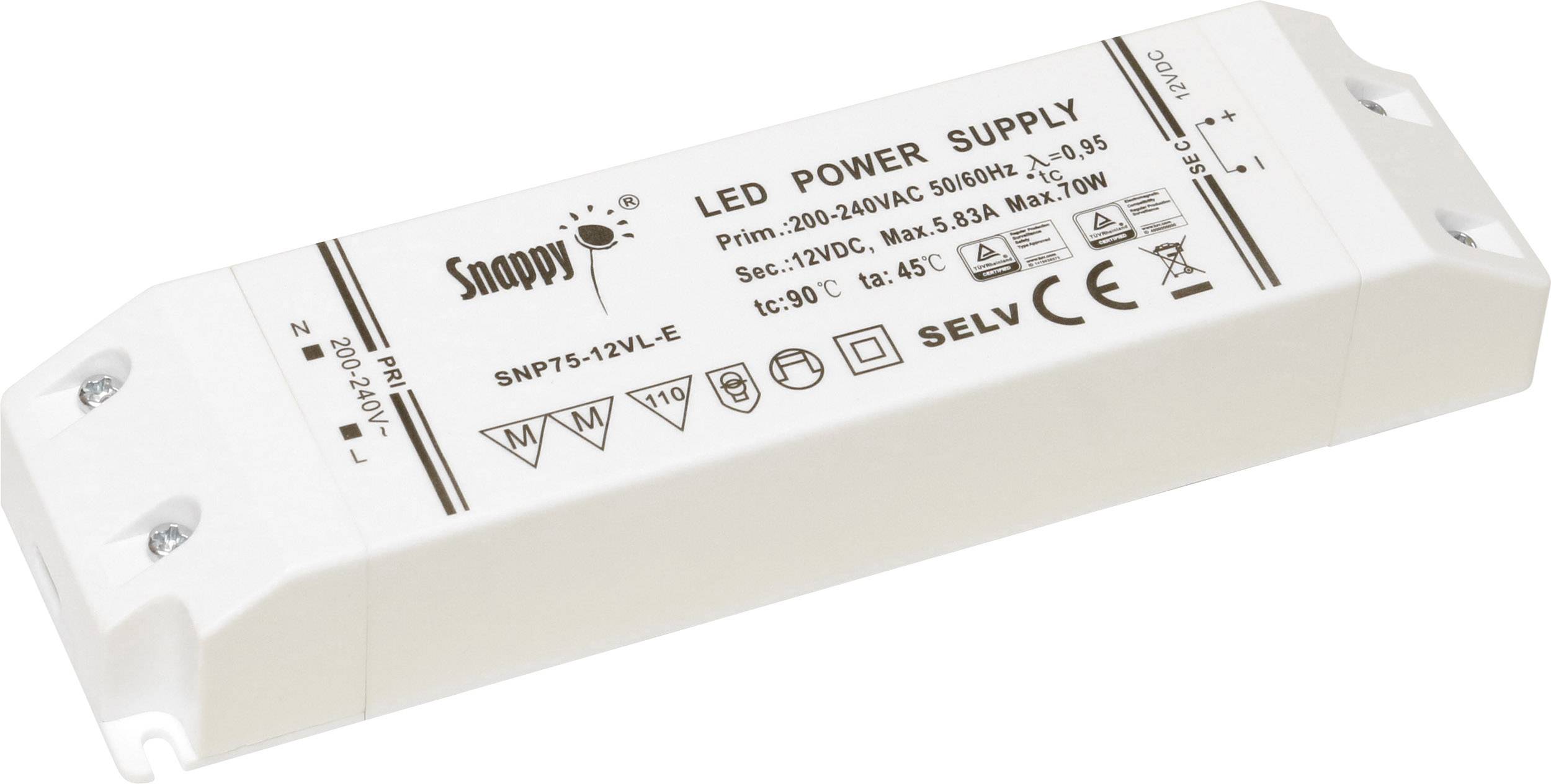 Dehner Elektronik Snappy SNP75-12VL-E Transformator LED Stałonapięciowy 75 W 0 - 5.83 A 12 V/DC nie nadaje się do ściemn - obrazek 1