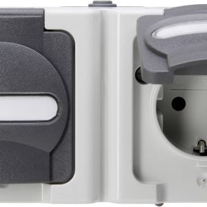 Kopp 131256002 2 x Osprzęt elektroinstalacyjny do pomieszczeń wilgotnych Komplet Gniazdo sieciowe z klapką BlueElectric Kopp 131256002 2 x Osprzęt elektroinstalacyjny do pomieszczeń wilgotnych Komplet Gniazdo sieciowe z klapką BlueElectric