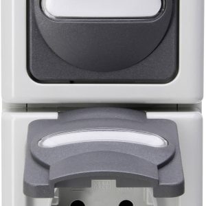 Kopp 130856009 1 szt. Osprzęt elektroinstalacyjny do pomieszczeń wilgotnych Komplet Przełącznik/Gniazdo BlueElectric sza Kopp 130856009 1 szt. Osprzęt elektroinstalacyjny do pomieszczeń wilgotnych Komplet Przełącznik/Gniazdo BlueElectric sza