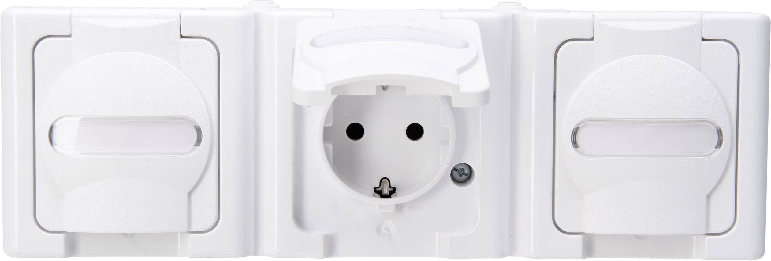 Kopp 131302006 3 x Osprzęt elektroinstalacyjny do pomieszczeń wilgotnych Komplet Gniazdo sieciowe z klapką BlueElectric - obrazek 1