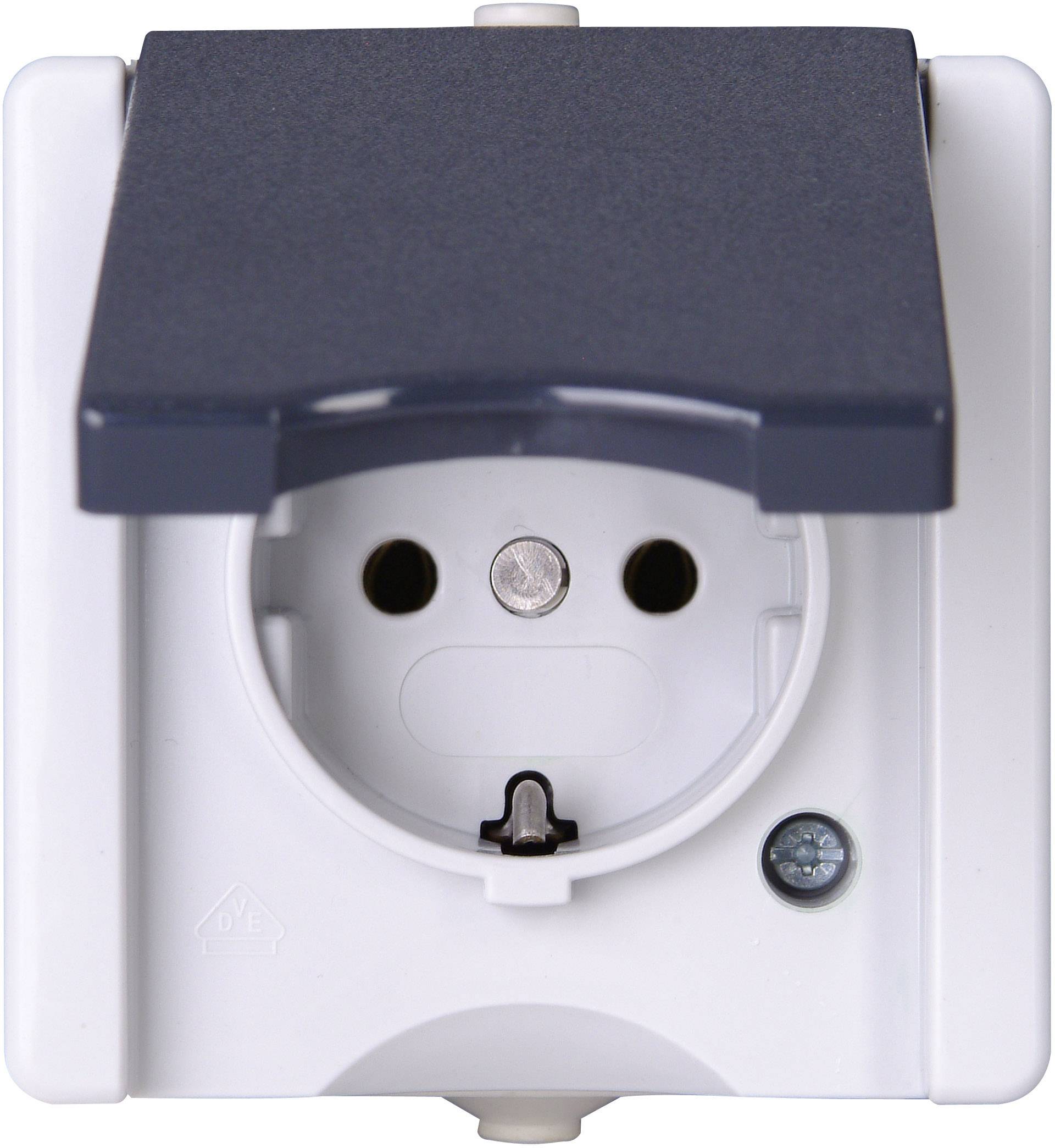Kopp 947456005 1 x Osprzęt elektroinstalacyjny do pomieszczeń wilgotnych Komplet Gniazdo sieciowe z klapką proAQA szary - obrazek 1