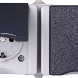 Kopp 950656001 2 x Osprzęt elektroinstalacyjny do pomieszczeń wilgotnych Komplet Gniazdo sieciowe z klapką proAQA szary Kopp 950656001 2 x Osprzęt elektroinstalacyjny do pomieszczeń wilgotnych Komplet Gniazdo sieciowe z klapką proAQA szary