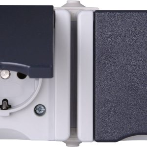 Kopp 950655000 2 x Osprzęt elektroinstalacyjny do pomieszczeń wilgotnych Komplet Gniazdo sieciowe z klapką proAQA szary Kopp 950655000 2 x Osprzęt elektroinstalacyjny do pomieszczeń wilgotnych Komplet Gniazdo sieciowe z klapką proAQA szary