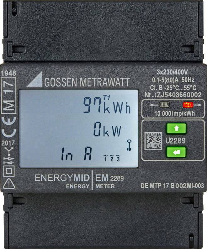 Gossen Metrawatt EM2289 S0 U2289-V012 Licznik prądu trójfazowy cyfrowy Zezwolenie MID: tak 1 szt. - obrazek 1