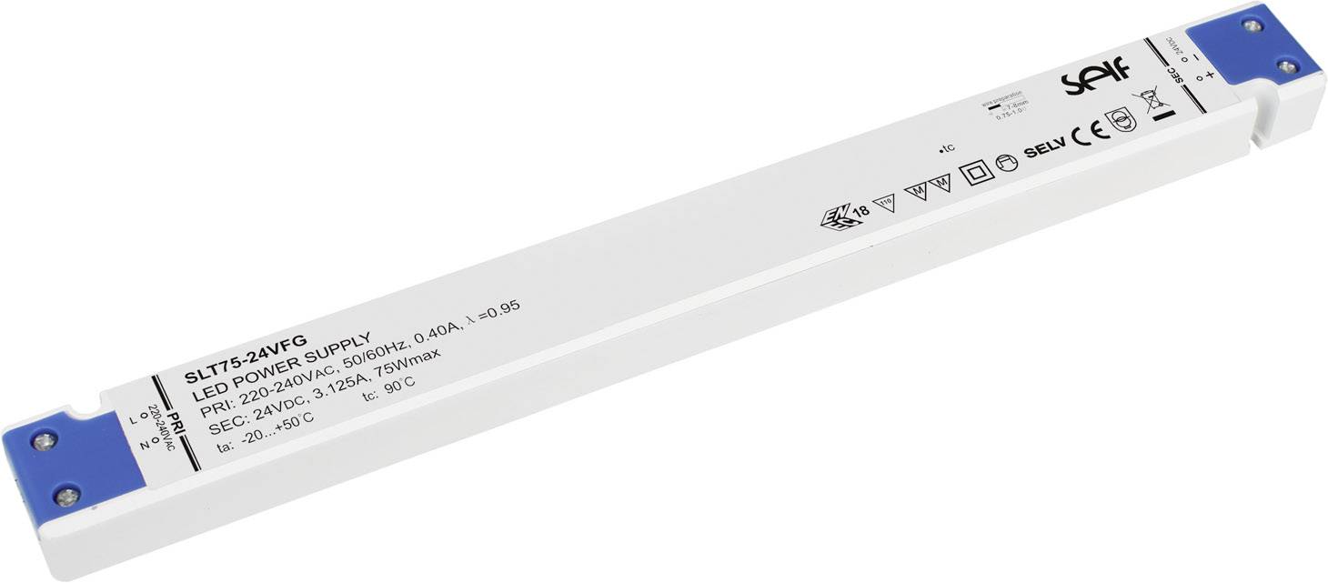 Self Electronics SLT75-24VFG Sterownik LED Stałonapięciowy 75 W 0 - 3.1 A 24.0 V/DC Możlowość stosowania w meblach, nie - obrazek 1