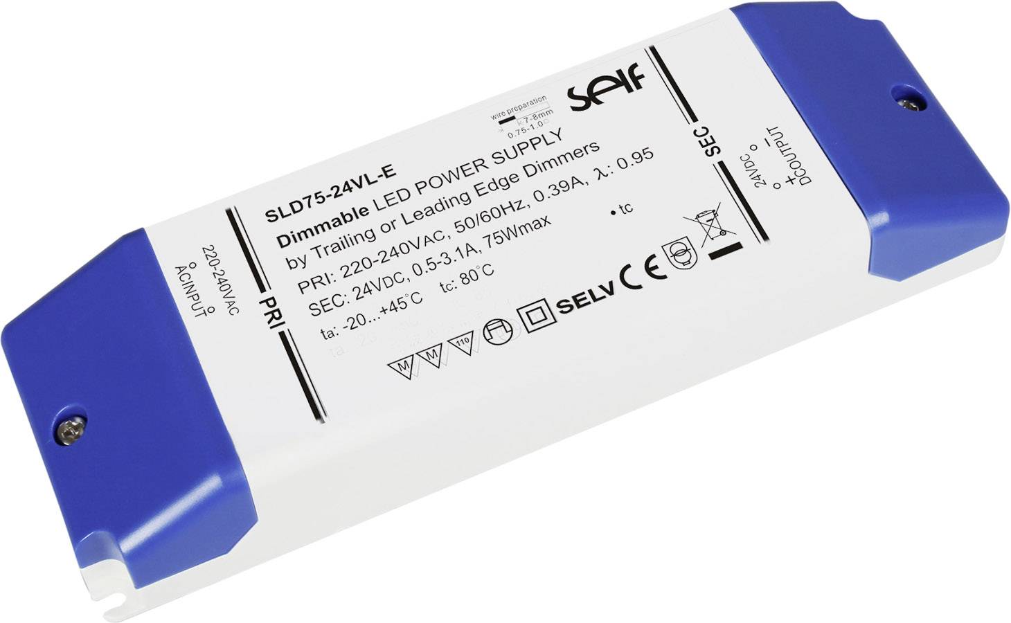 Self Electronics SLD75-12VL-E Transformator LED Stałonapięciowy 75 W 1 - 6.25 A 12 V/DC Ściemniacz, Możlowość stosowania - obrazek 1