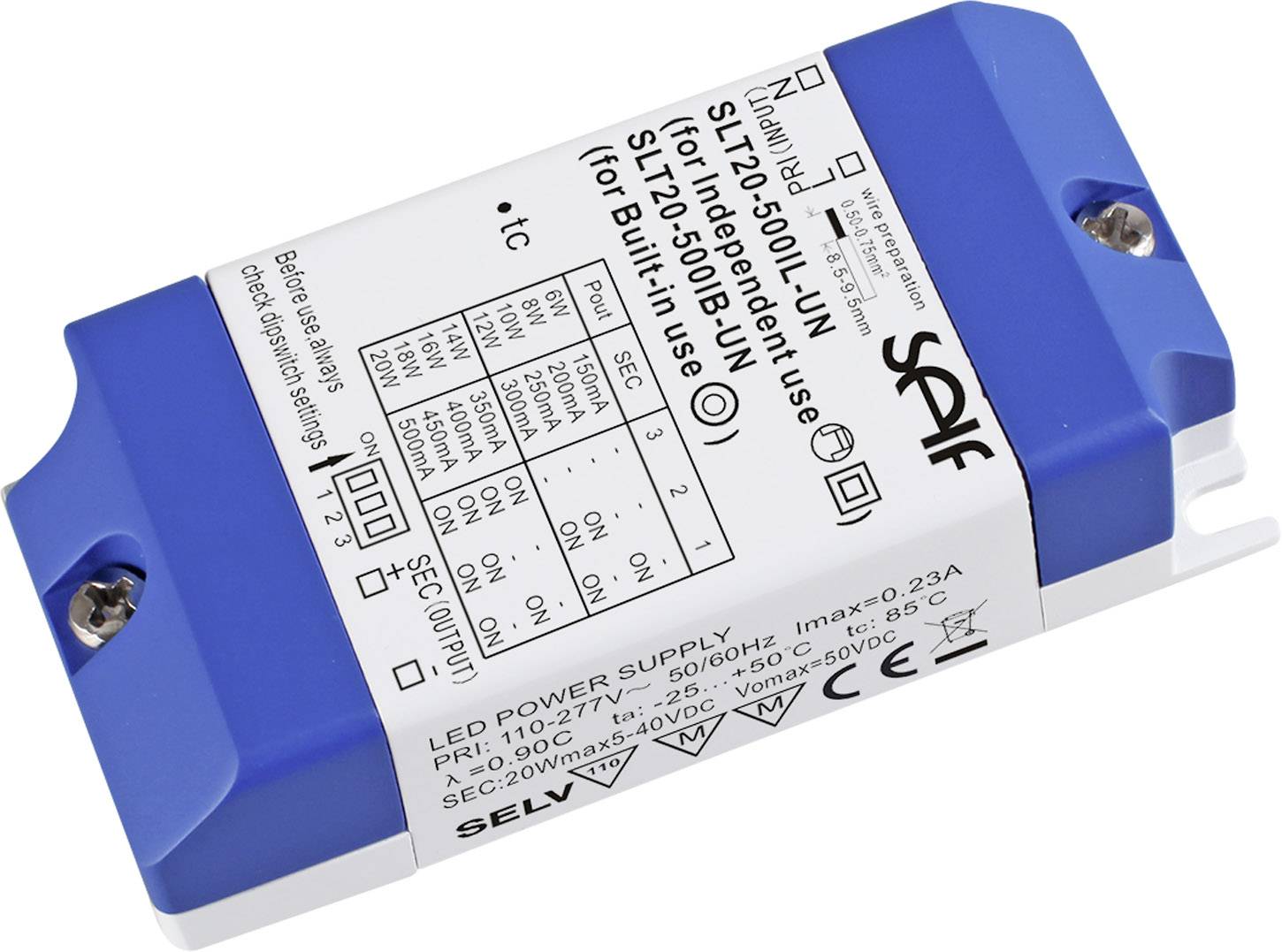 Self Electronics SLT20-500IL-UN Sterownik LED Stałonaprądowy 20 W 150 - 500 mA 2.0 - 42.0 V/DC Możlowość stosowania w me - obrazek 1