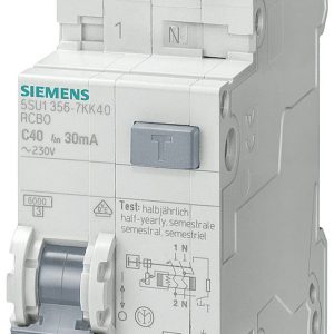 Wyłącznik różnicowoprądowy Siemens 5SU1656-7KK13, 1-biegunowy + N, C 13 A 0,3 Wyłącznik różnicowoprądowy Siemens 5SU1656-7KK13, 1-biegunowy + N, C 13 A 0,3