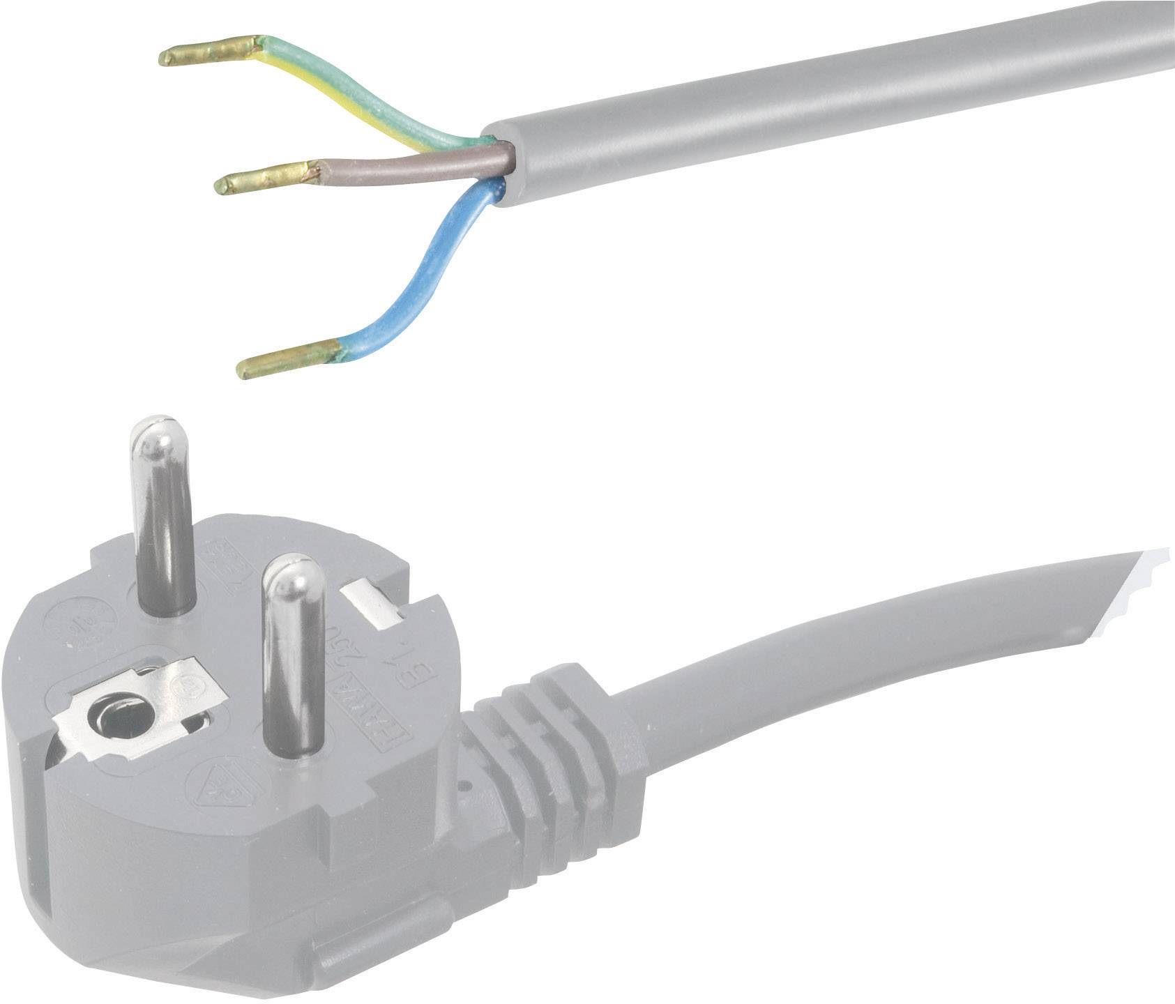 Kabel zasilający HAWA 1008220, H05VV- F 3G1 1 mm, 250 V, 10A, 2 m, szary - obrazek 1