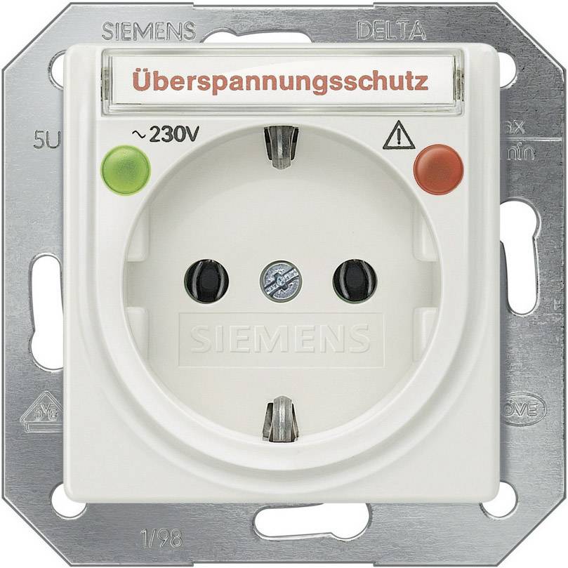 Siemens Osprzęt elektroinstalacyjny Płytka przycisku Gniazdo z uziemieniem Delta biały 5UB1564 1 szt. - obrazek 1