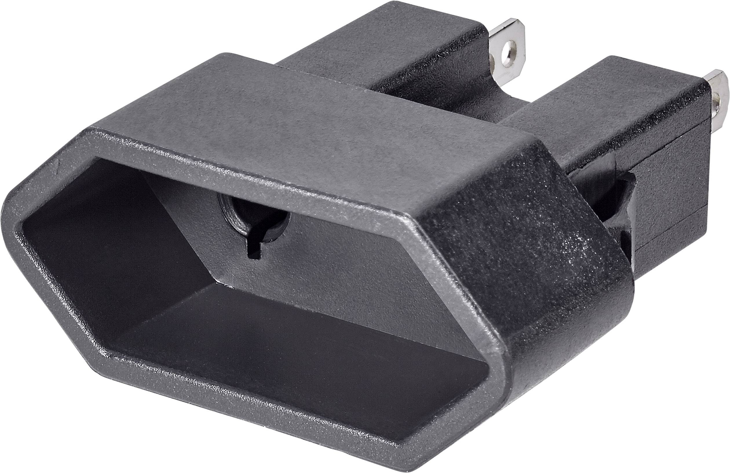 Gniazdo do wtyczki euro Weltron, 250 V/AC, (D x S x W) 44 x 20 x 20 mm, czarny - obrazek 1