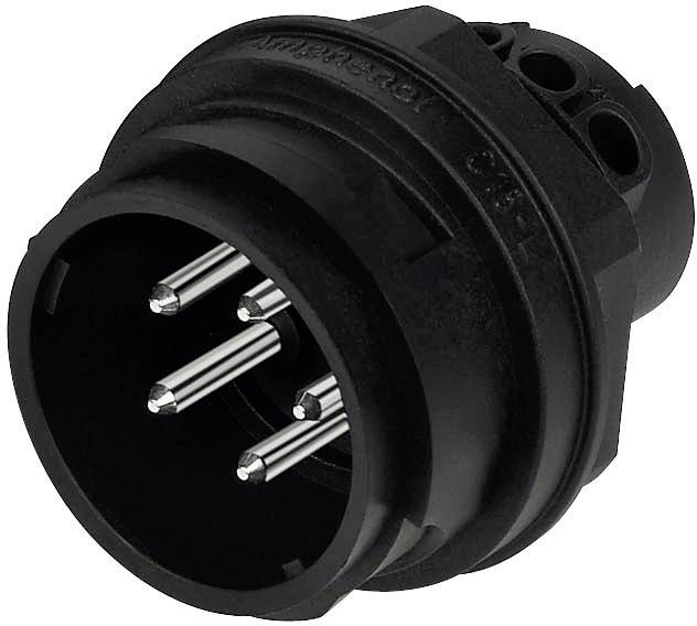 Złącze wysokoprądowe męskie Amphenol C016 20P004 800 2, 4 PE pin, 600 V, IP65, czarny - obrazek 1