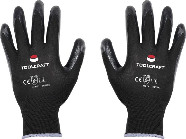 TOOLCRAFT TO-5621529 Polyester, Nitryl Rękawice robocze Rozmiar rękawic: 8 EN 388 CAT II 1 par(a)