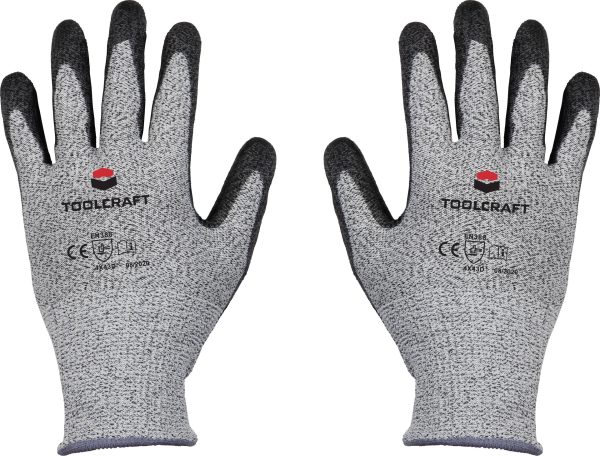TOOLCRAFT TO-5621607 Włókno HPPE, Polyester, Włókno sztuczne, Poliuretan Rękawice chroniące przed przecięciem Rozmiar rę