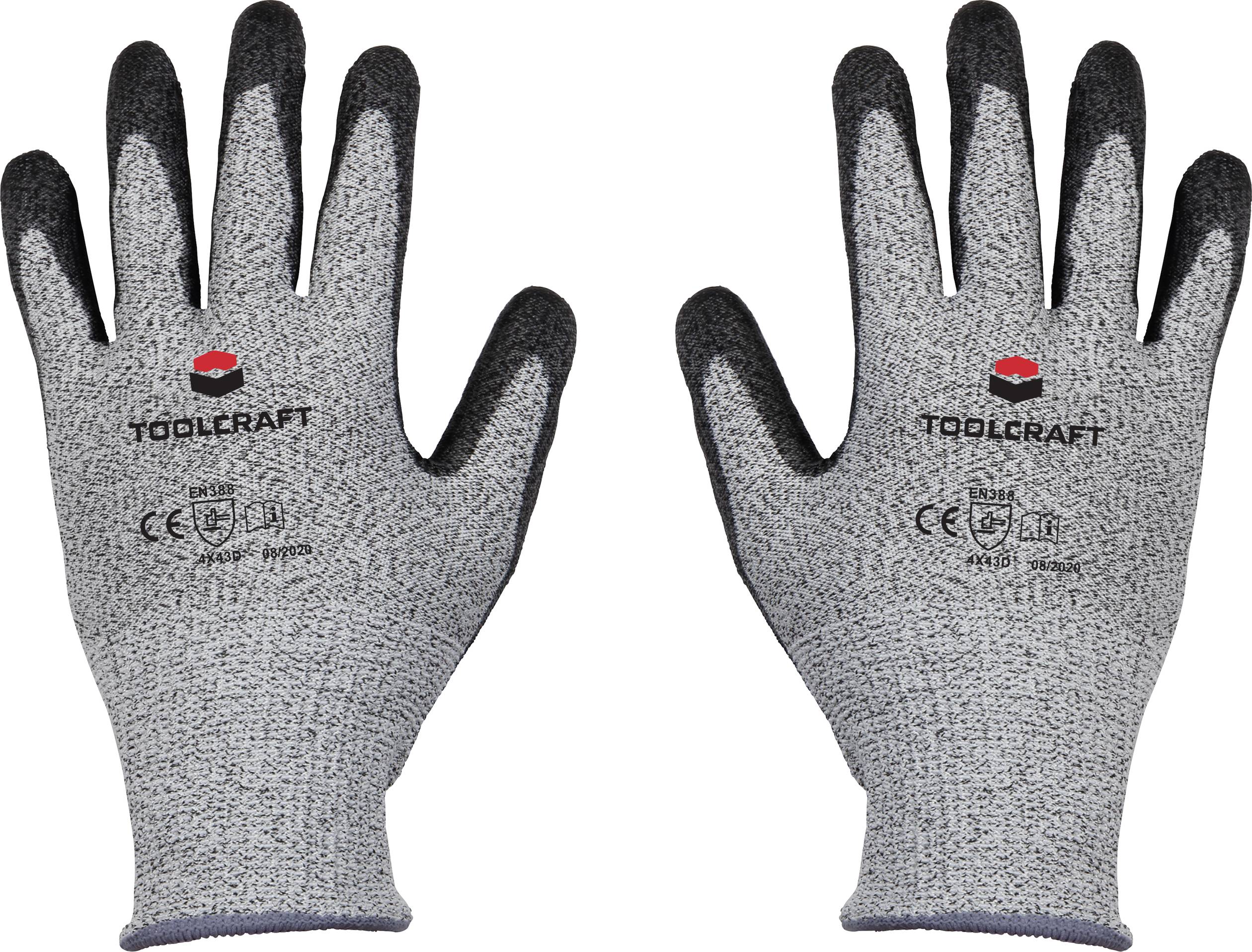 TOOLCRAFT TO-5621607 Włókno HPPE, Polyester, Włókno sztuczne, Poliuretan Rękawice chroniące przed przecięciem Rozmiar rę - obrazek 1