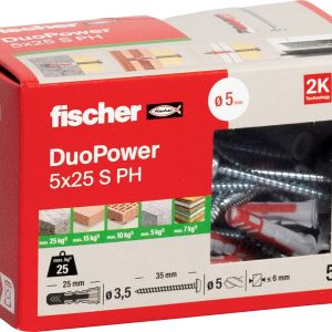 Fischer 535462 DUOPOWER 5×25 S PH LD Kołek 2-komponentowy 25 mm 5 mm 50 szt. Fischer 535462 DUOPOWER 5×25 S PH LD Kołek 2-komponentowy 25 mm 5 mm 50 szt.