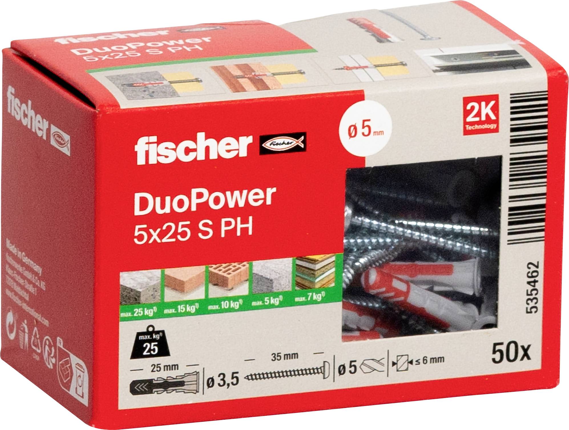 Fischer 535462 DUOPOWER 5x25 S PH LD Kołek 2-komponentowy 25 mm 5 mm 50 szt. - obrazek 1