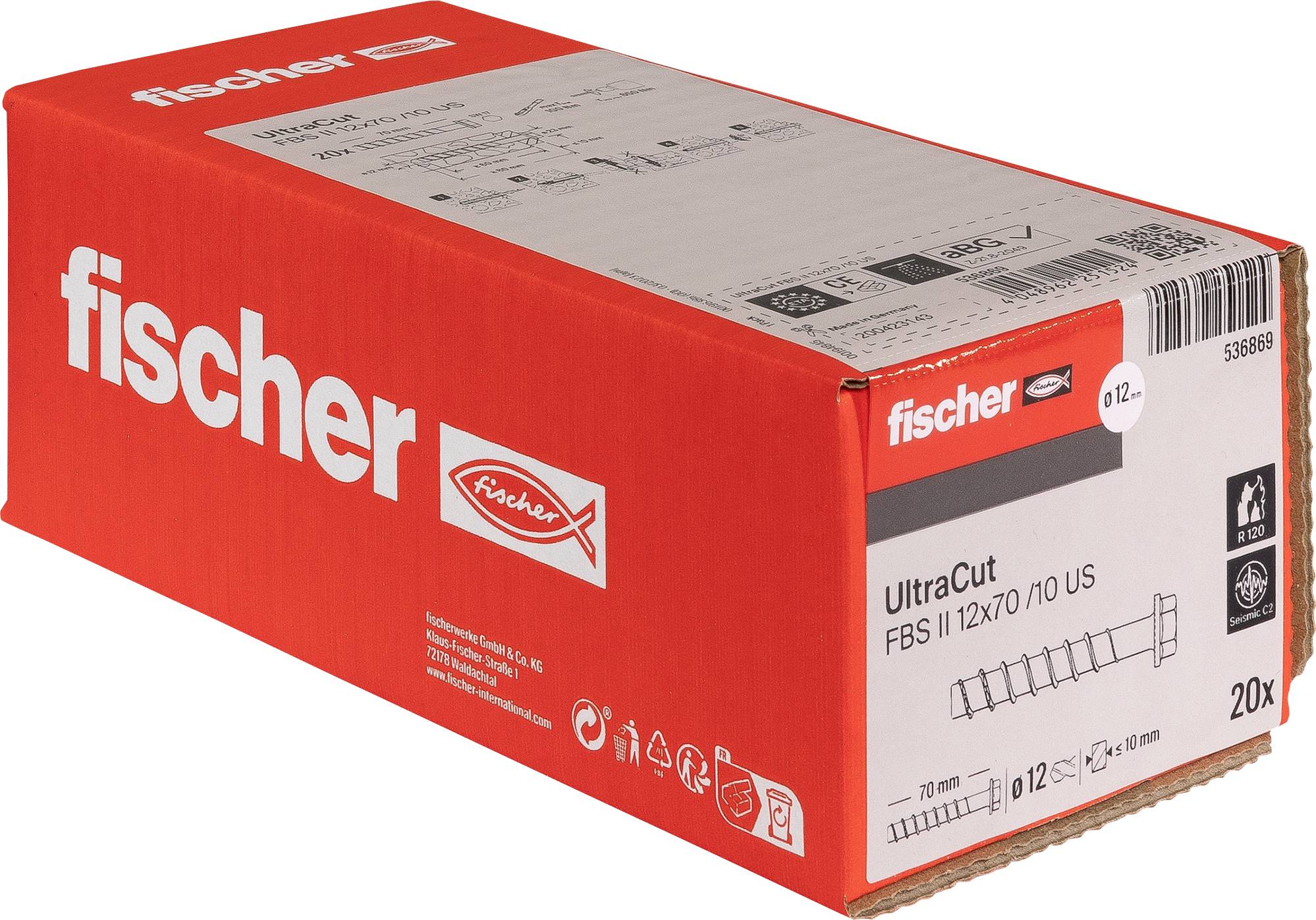 Fischer 536869 Śruba do betonu 12 mm 70 mm Nasadowa 20 szt. - obrazek 1